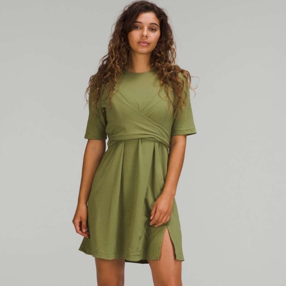 lululemon athletica Green Wrap Tie Front Mini Dress